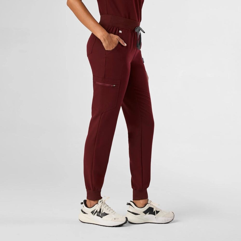FIGS Womens Zamora Jogger Scrub Pants Burgundy Size XS